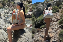 花柄モノキニで山道トレッキング? “絵画のような”海外バカンス写真を公開