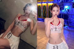 レッドビキニ×ホワイトレースでY2K感あふれるフェスコーデ…腹筋際立つ健康美